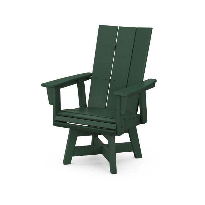 POLYWOOD Modern Curveback Adirondack Swivel Dining Chair - Weather-Resistant Outdoor Patio Furniture for Poolside, Garden & Deck Relaxation