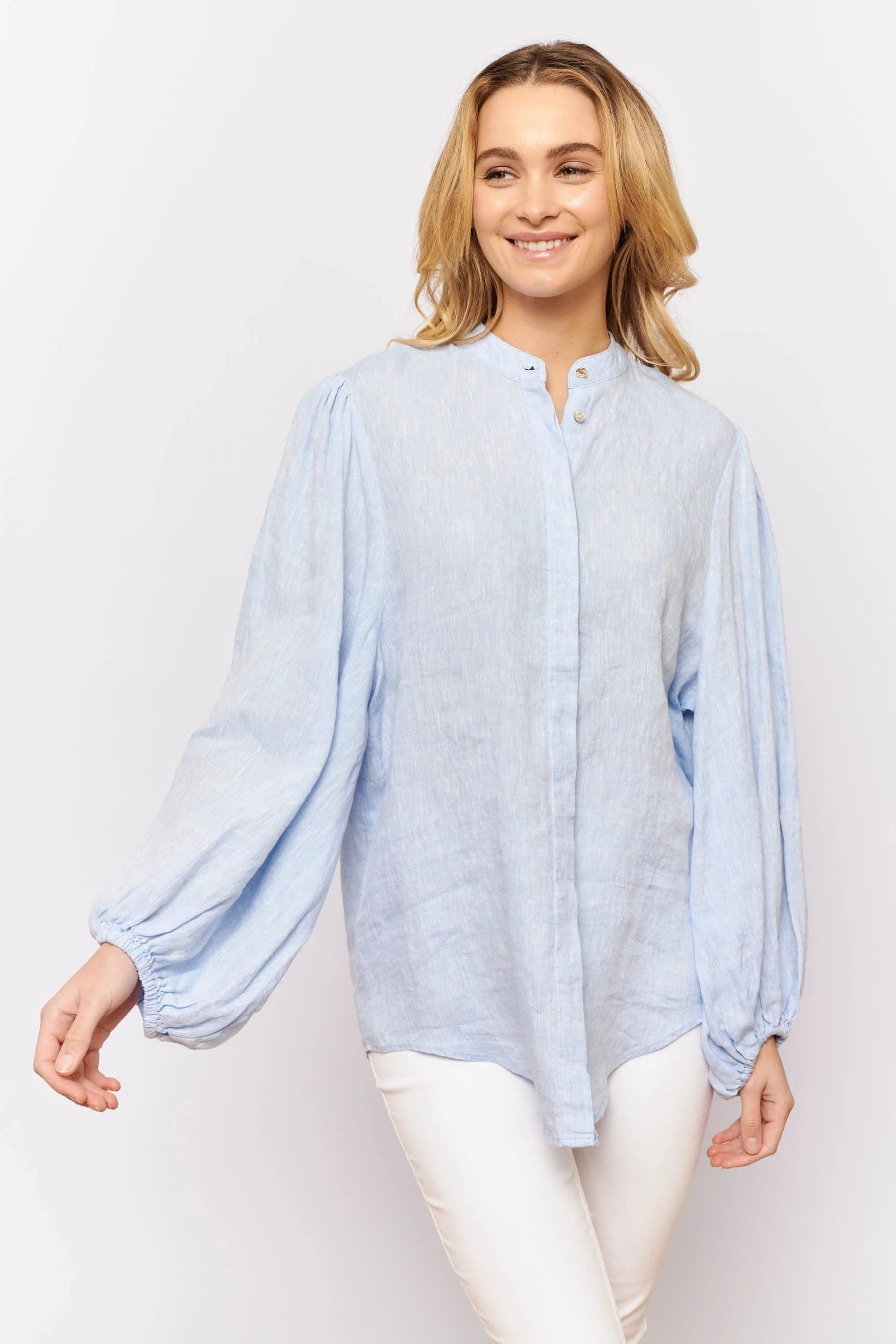 Charade Shirt in Water Linen - Women's Casual Linen Blouse for Summer, Beach & Vacation Wear | Breathable & Comfortable Top for Outdoor Activities