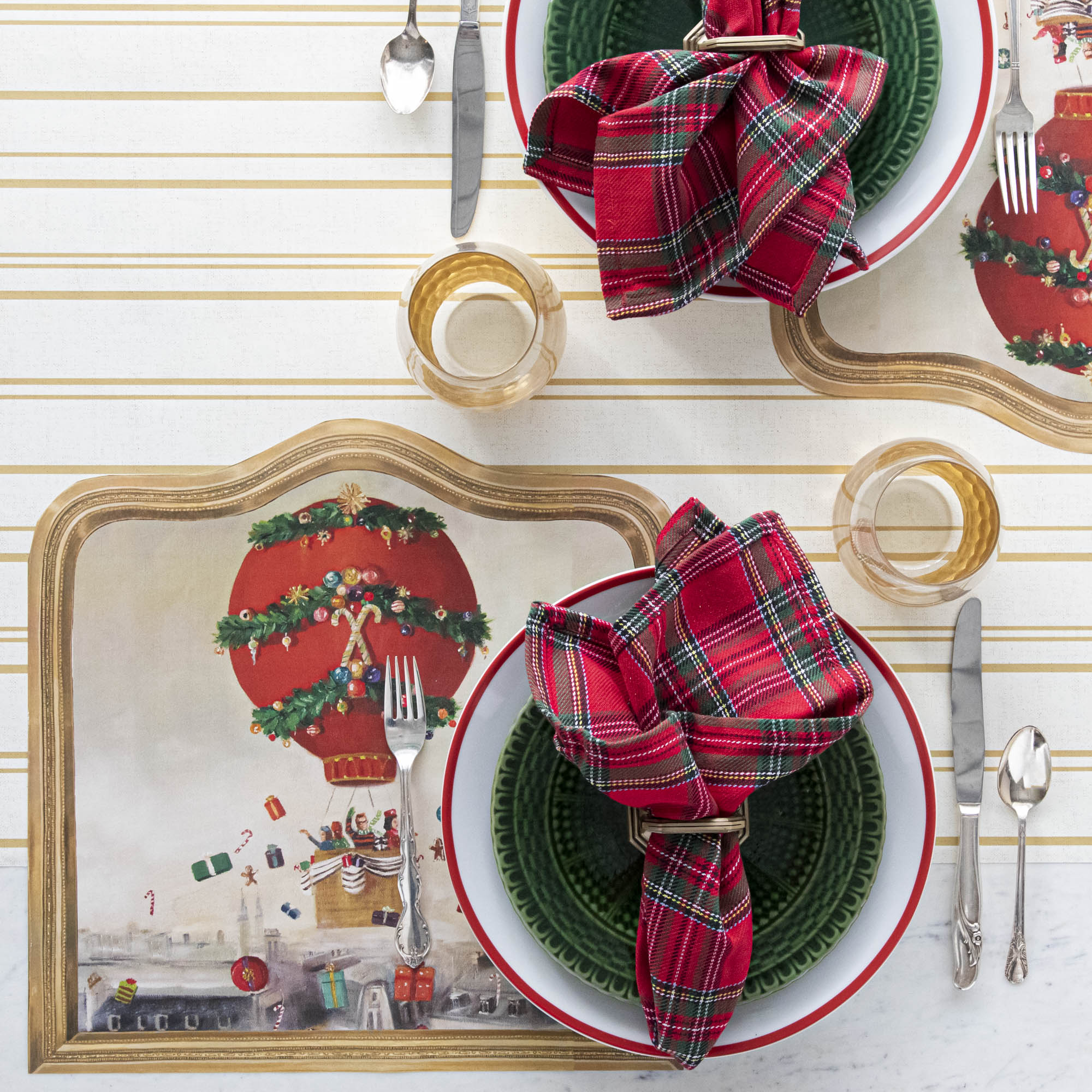 Custom Die-Cut Christmas Balloon Ride Placemat - Holiday Table Decor for Parties, Dining & Festive Gatherings