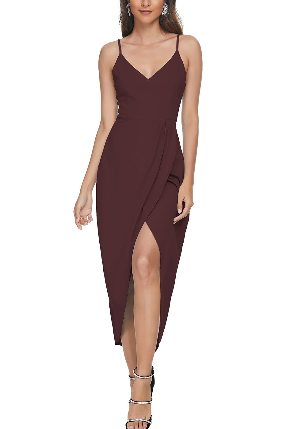 Sexy Backless Deep V-Neck Slit Long Party Dress for Women - Elegant Formal Gown for Wedding Guest, Prom, Cocktail & Evening Events | CMZ2005