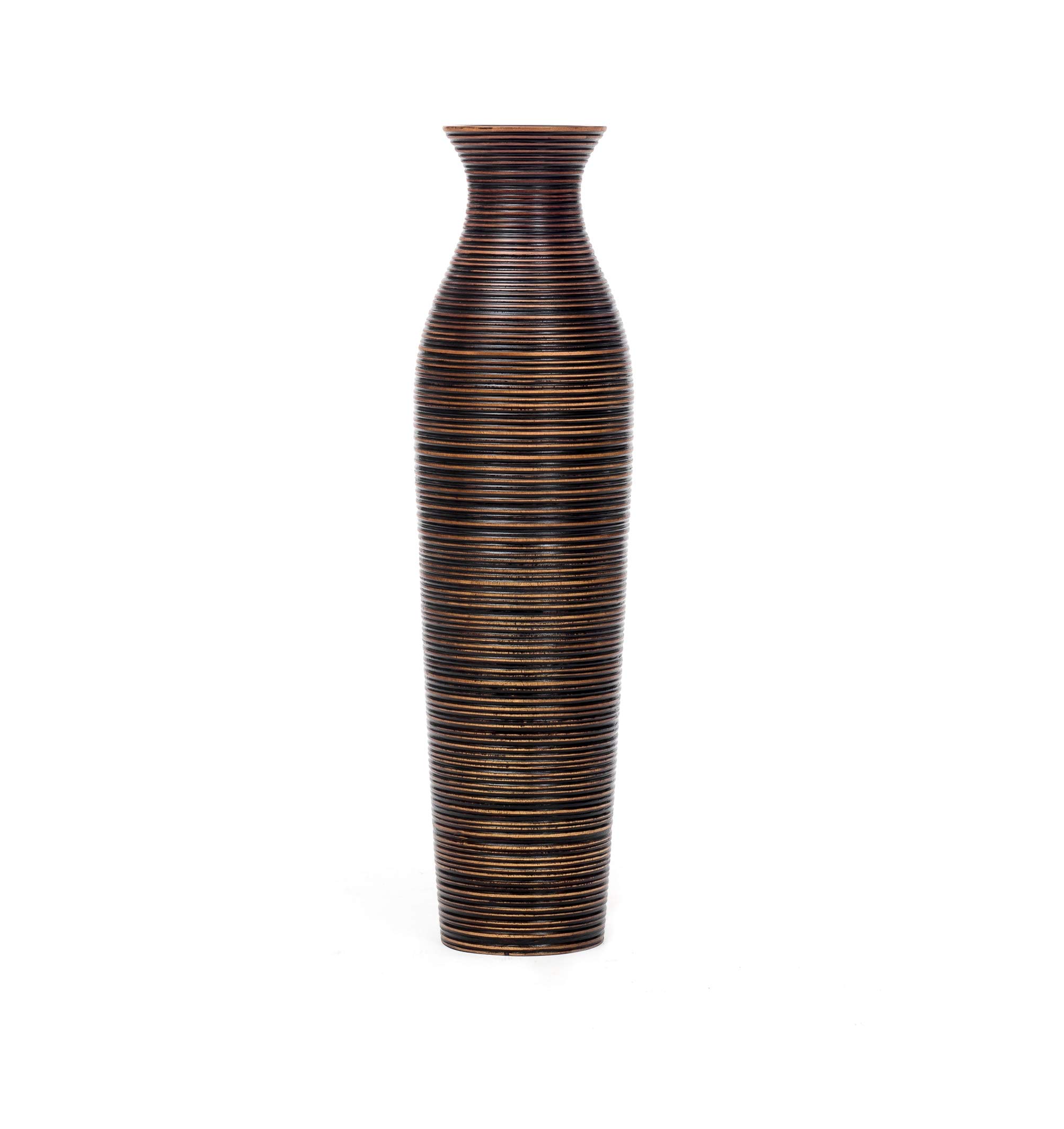 Leewadee 28-inch Large Brown Wooden Floor Vase - Farmhouse Decor for Flowers, Fake Plants & Pampas Grass - Perfect for Living Room, Entryway or Bedroom Decoration