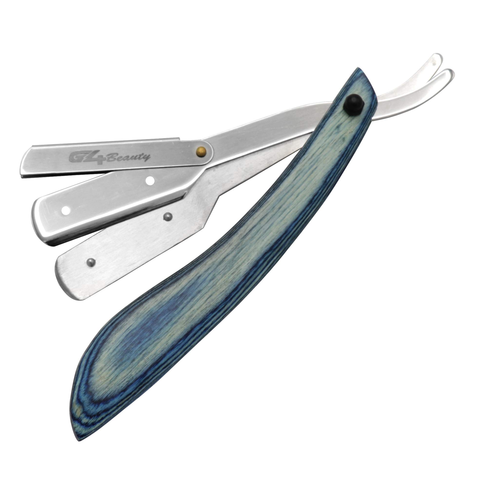 G4 Vision Straight Edge Razor - Professional Barber Folding Razor with Stainless Steel Blade & Artificial Wood Handle - Includes 100 Free Single Edge Blades - Perfect for Shaving, Beard Trimming & Barber Shop Use