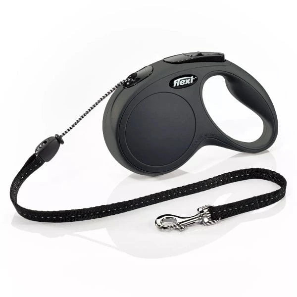 Flexi New Classic Retractable Dog Leash - 16ft Extendable Pet Lead with Comfort Grip Handle for Walking, Running & Outdoor Adventures (Black)