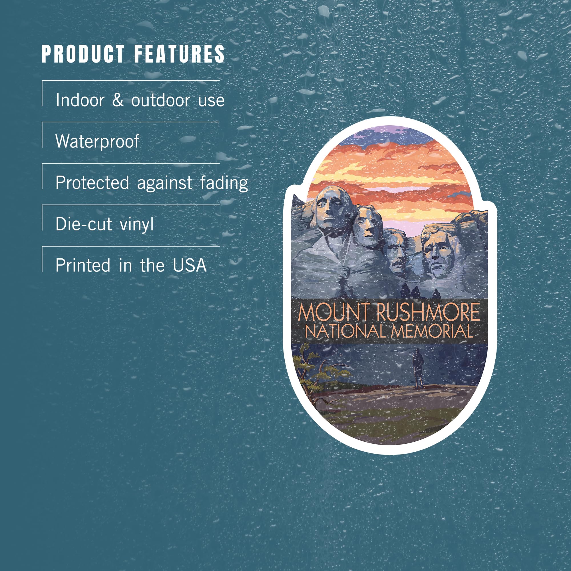 Mount Rushmore National Memorial Die Cut Vinyl Sticker - 3 to 6 Inch Waterproof Decal for Cars, Water Bottles, Laptops & Coolers - South Dakota Sunset Painterly Design - Perfect for Travel Enthusiasts & Patriotic Decor