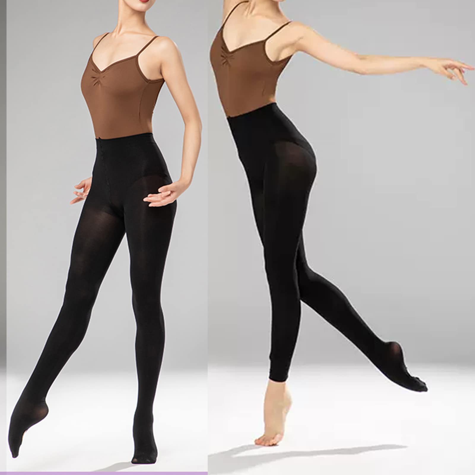 DANCEYOU Girls Ballet Tights - Women's Dance Stockings in Skin Tone | Convertible & Footed Opaque Tights for Toddler, Kids & Women | Perfect for Ballet Class, Dance Practice & Performance