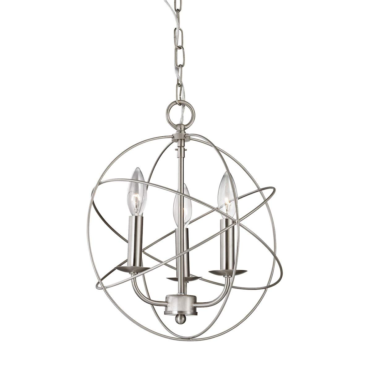 Williamsport 3-Light Brushed Nickel Chandelier - Modern Ceiling Light Fixture for Dining Room, Bedroom, or Living Room Decor