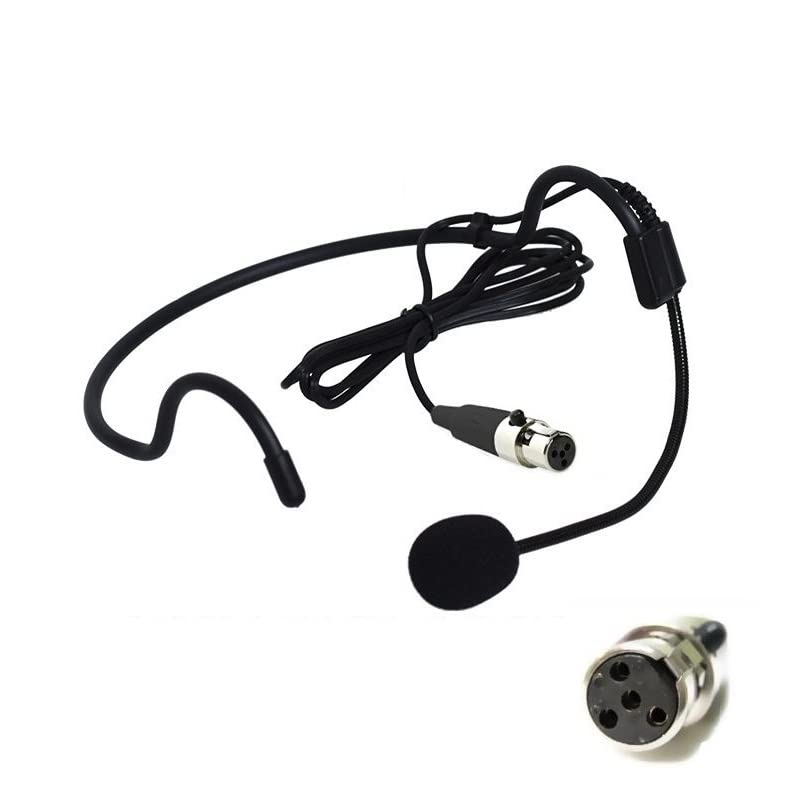 Shure BLX1 Wireless Bodypack Transmitter Replacement Headset Microphone - 4-Pin Mini Connector, Condenser Unidirectional Mic with TA4F 4-Pin (Black, HS06D4) - Perfect for Live Performances, Public Speaking & Broadcast Studios