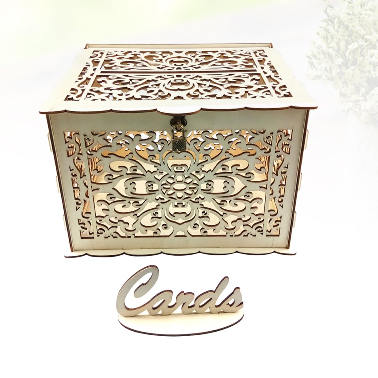 HOOTNEE Large Wooden Wedding Card Box - Elegant Greeting Card Holder for Reception, Banquet & Home Decor - Perfect for Wedding, Anniversary & Special Events Gift Collection