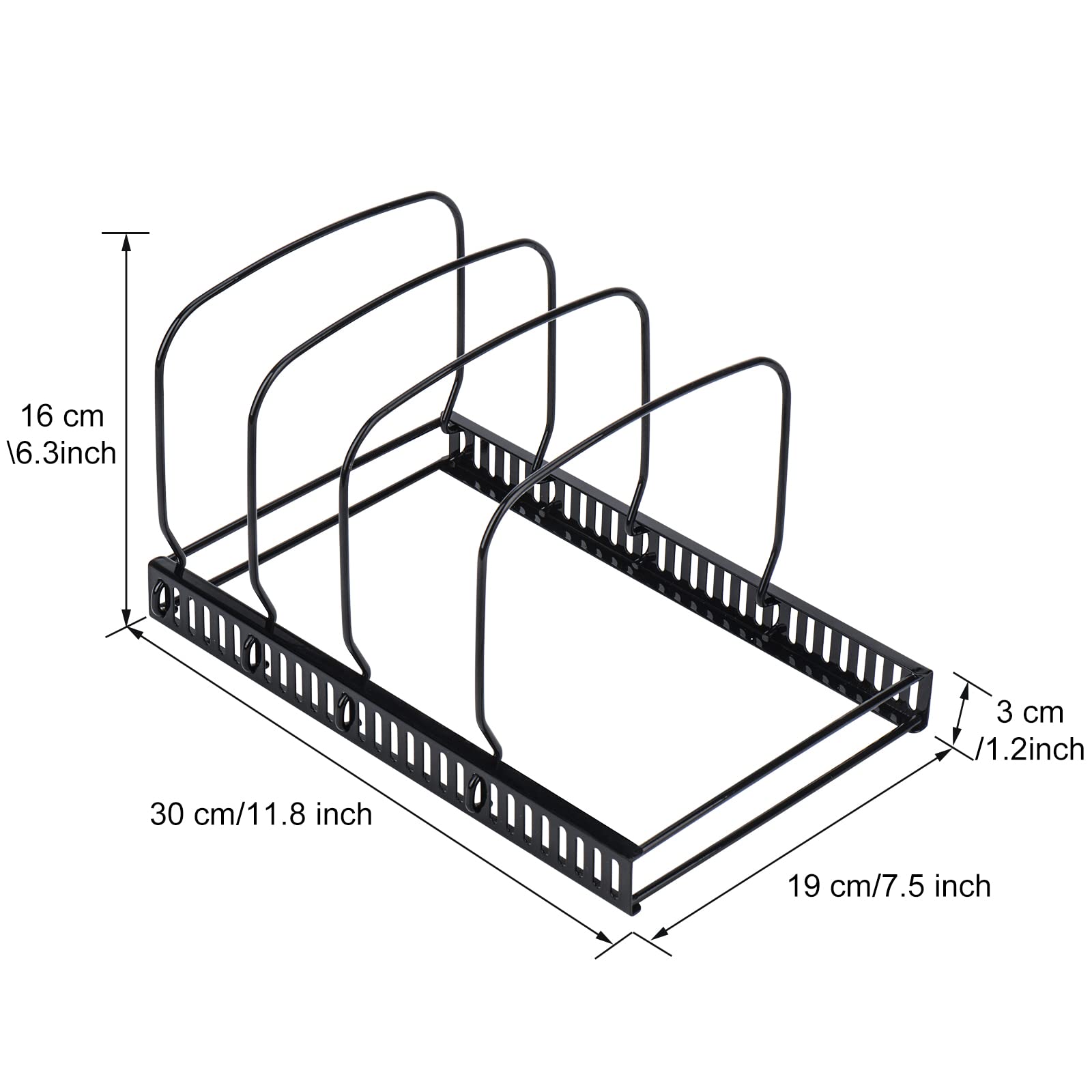 Toplife Adjustable 10-Pan and 7-Lid Organizer Rack for Kitchen Cabinet & Countertop - Space Saving Storage Solution for Pots, Pans & Cookware Lids - Perfect for Small Kitchens & Clutter-Free Cooking