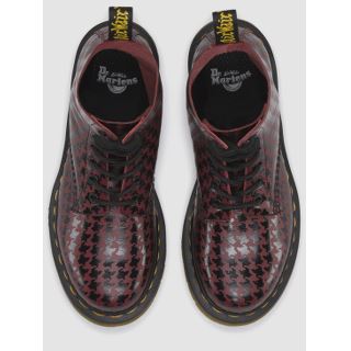 Pina Black & Cherry Hi Shine Houndstooth Printed Soft T-Boots - Stylish Women's Ankle Boots for Fall & Winter Fashion, Office Wear & Casual Outfits