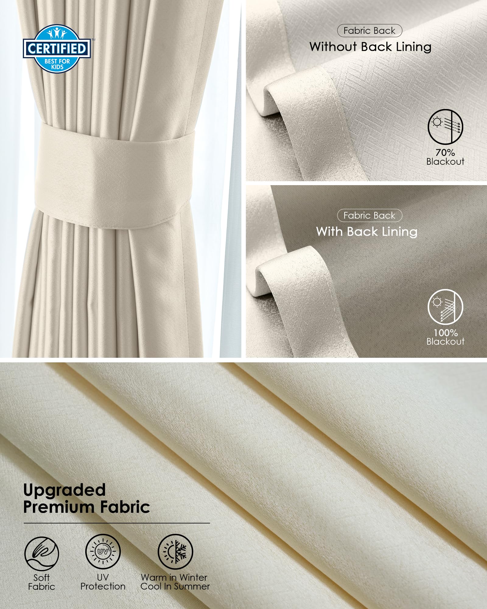 Yoolax Smart Retractable Motorized Curtains - Alexa & Google Home Compatible, Hardwired with Remote Control, Custom Size (Champagne) - Perfect for Smart Home Automation & Modern Window Treatments