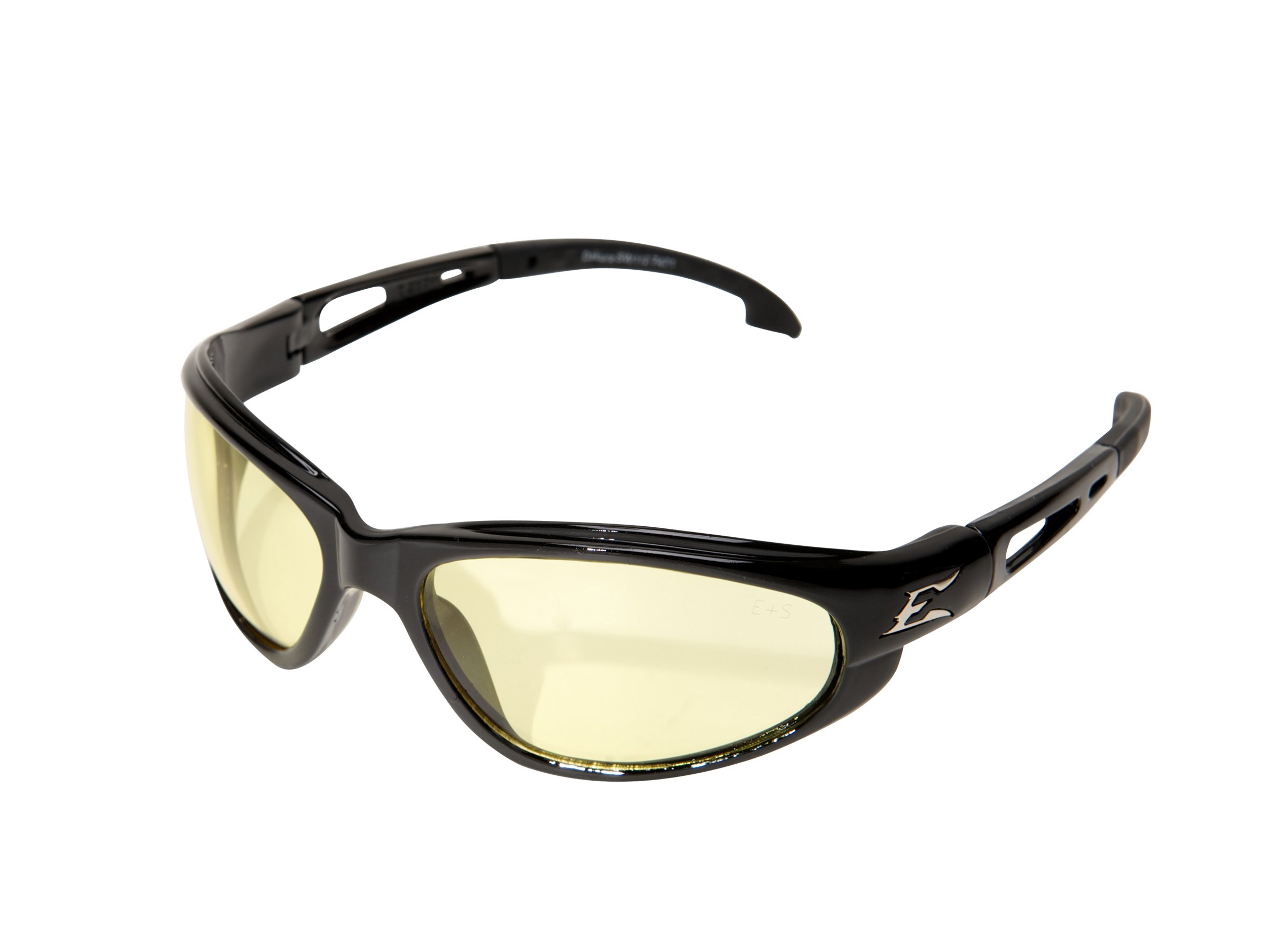 Edge Eyewear SW112 Dakura Wrap-Around Safety Glasses - ANSI/ISEA & MCEPS Certified, Anti-Scratch, Non-Slip, UV 400 Protection, Military Grade (Black Frame/Yellow Lens, 5.04