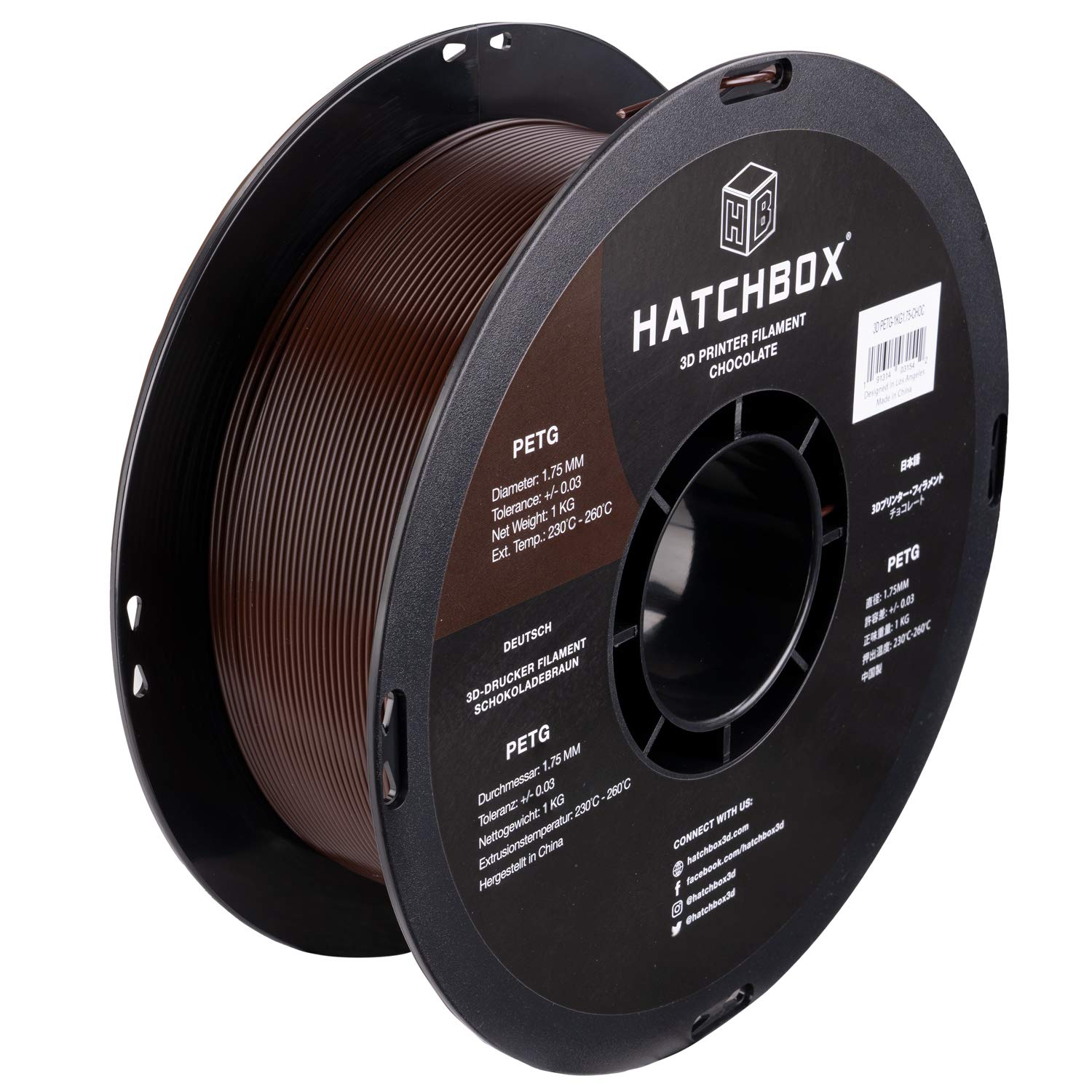 HATCHBOX PETG 3D Printer Filament - 1.75mm, 1kg Spool, High Precision +/-0.03mm for Smooth Printing - Perfect for Functional Parts, Prototypes & DIY Projects