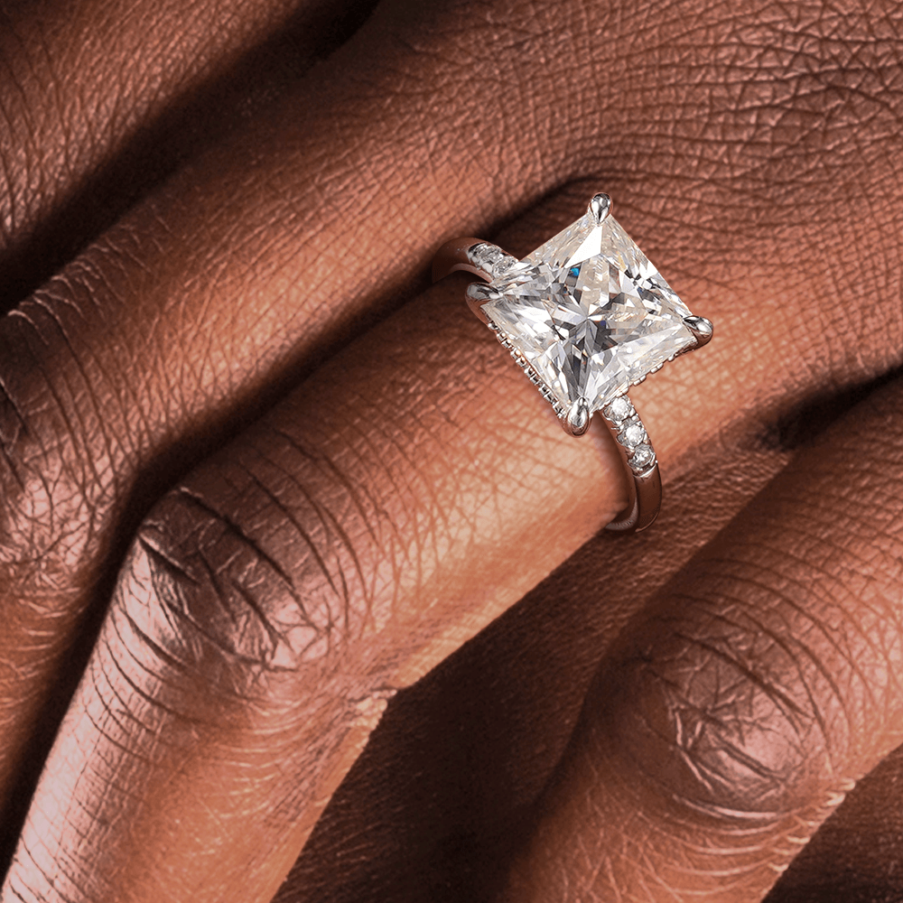 1.5ct Princess Cut Moissanite Engagement Ring with Hidden Halo - 14K White Gold Wedding Band for Women - Perfect Proposal Gift for Her - Ideal for Anniversaries, Valentine's Day & Special Occasions