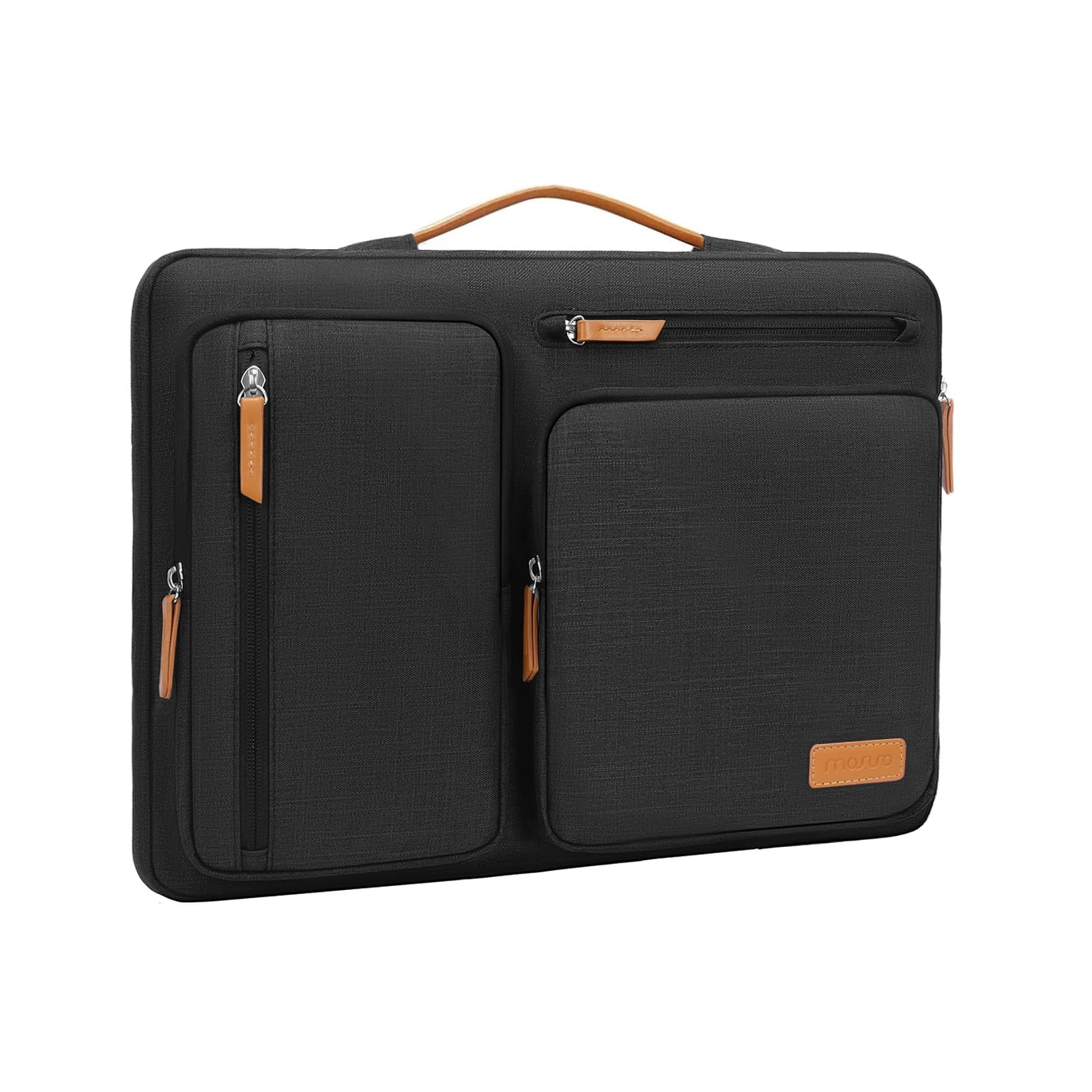 MOSISO 360 Protective Laptop Case 15 inch - Shockproof Laptop Sleeve for MacBook Air M4/M3/M2 (2023-2025), Dell XPS Plus - Side Opening Design with 4 Zipper Pockets & Handle (Black) - Perfect for Travel, Office & School Use