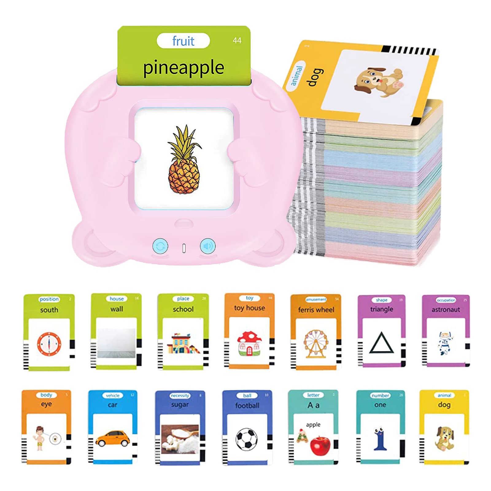 Interactive Talking Flash Cards for Toddlers 1-6 Years | 510-Word Educational Learning Toy | Montessori Speech Therapy & Autism Vocabulary Builder | Perfect Gift for Boys & Girls (Pink) - Ideal for Preschool Learning, Home Education & Travel Activities