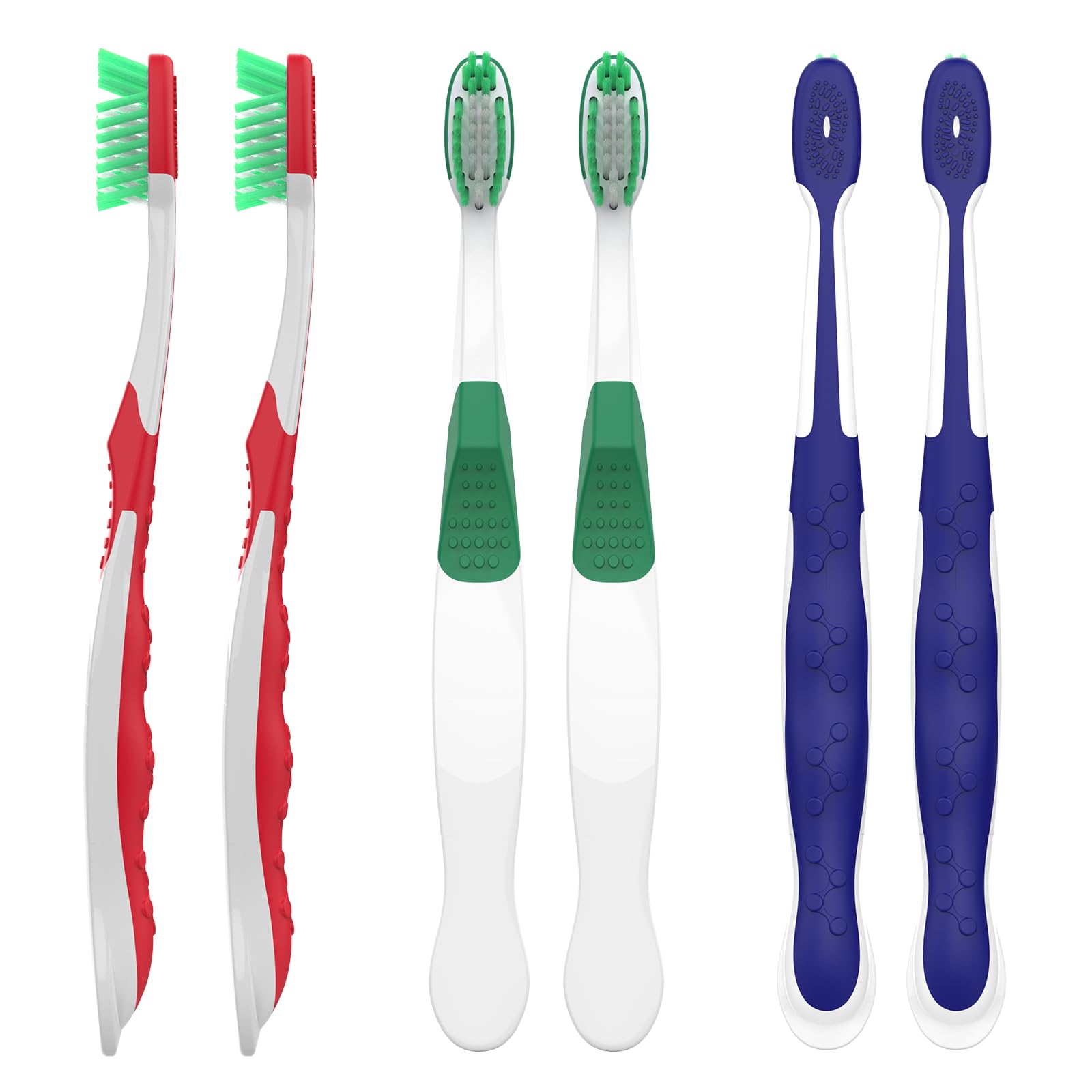Fregum Extra Firm Toothbrushes for Adults with Built-in Tongue Cleaner - Pack of 6 | Gentle Deep Cleaning for Sensitive Gums & Fresh Breath | Perfect for Travel, Daily Oral Care & Dental Hygiene Routine