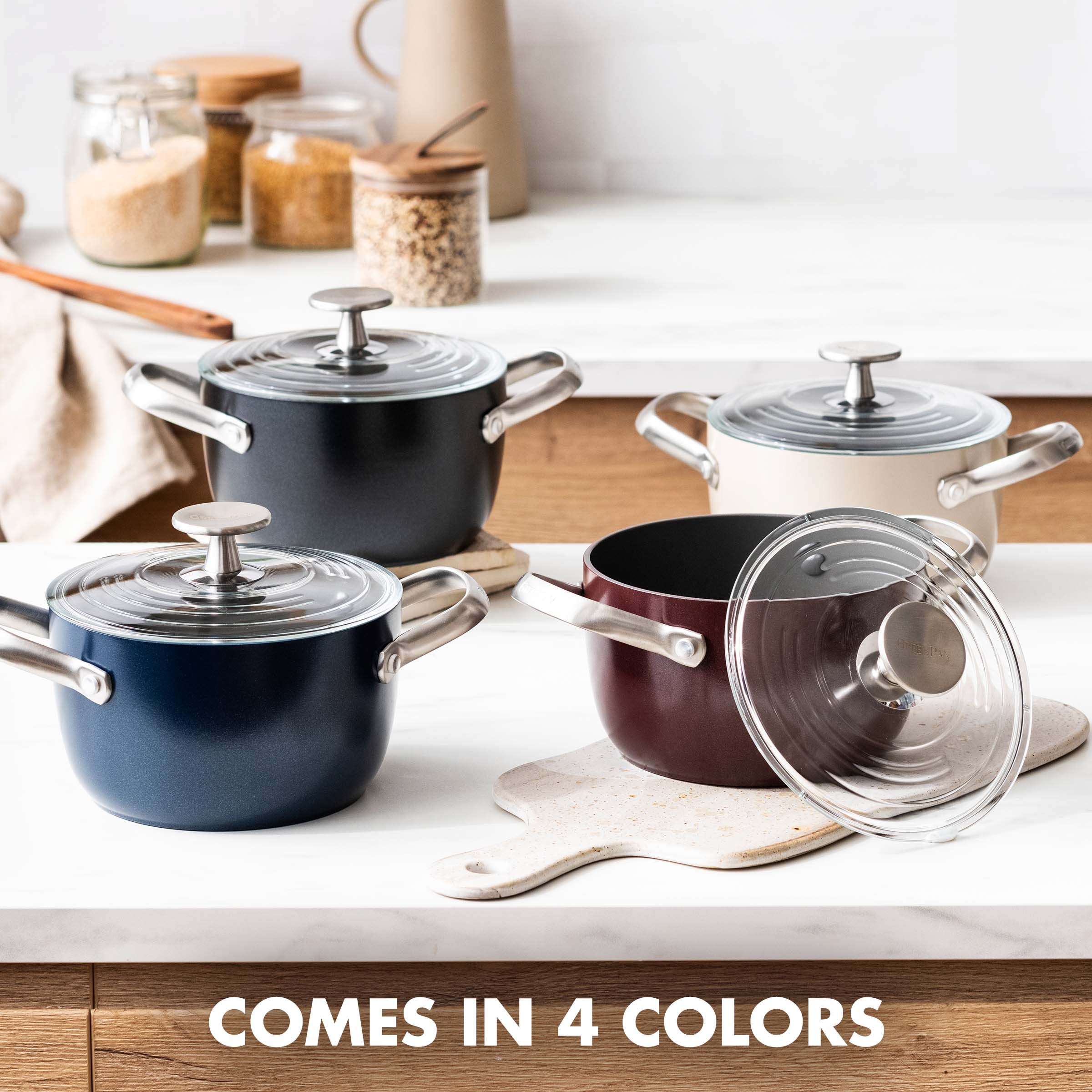 GreenPan Healthy Ceramic Nonstick 2QT Rice Cooker & Soup Pot with Lid - PFAS-Free, Induction Compatible, Dishwasher & Oven Safe (Brown) - Perfect for Cooking Rice, Soup, Stews & One-Pot Meals