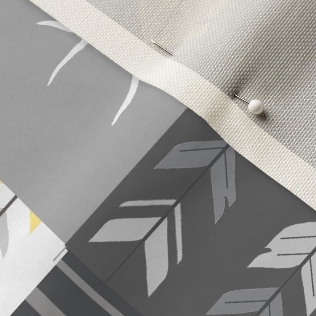 Premium Spoonflower Upholstery Velvet Fabric by The Yard - Patchwork Deer Yellow Rotated Cheater Quilt Design in Gender Neutral Grey | Home Decor, Apparel & Quilting Projects | Perfect for DIY Furniture, Clothing & Crafting