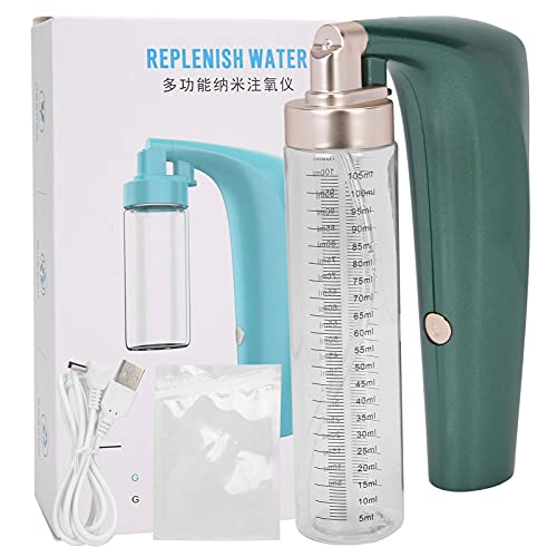 Portable 105ml Oxygen Injection Beauty Spray with Large Water Tank - Hydrating Facial Treatment for Glowing Skin | Perfect for Home & Salon Use (Green)