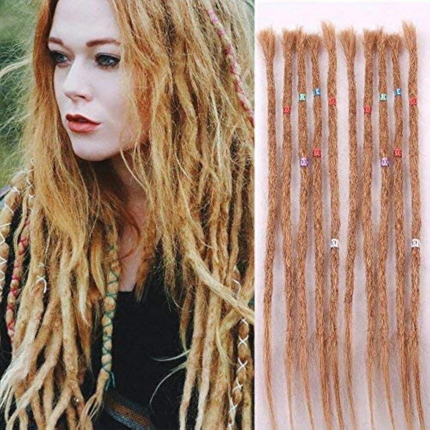 Handmade Human Hair Dreadlock Extensions - 10 Strands/Pack, 20 Inch Brown Crochet Braiding Hair for Locs & Protective Styles - Perfect for Boho, Festival, and Everyday Wear
