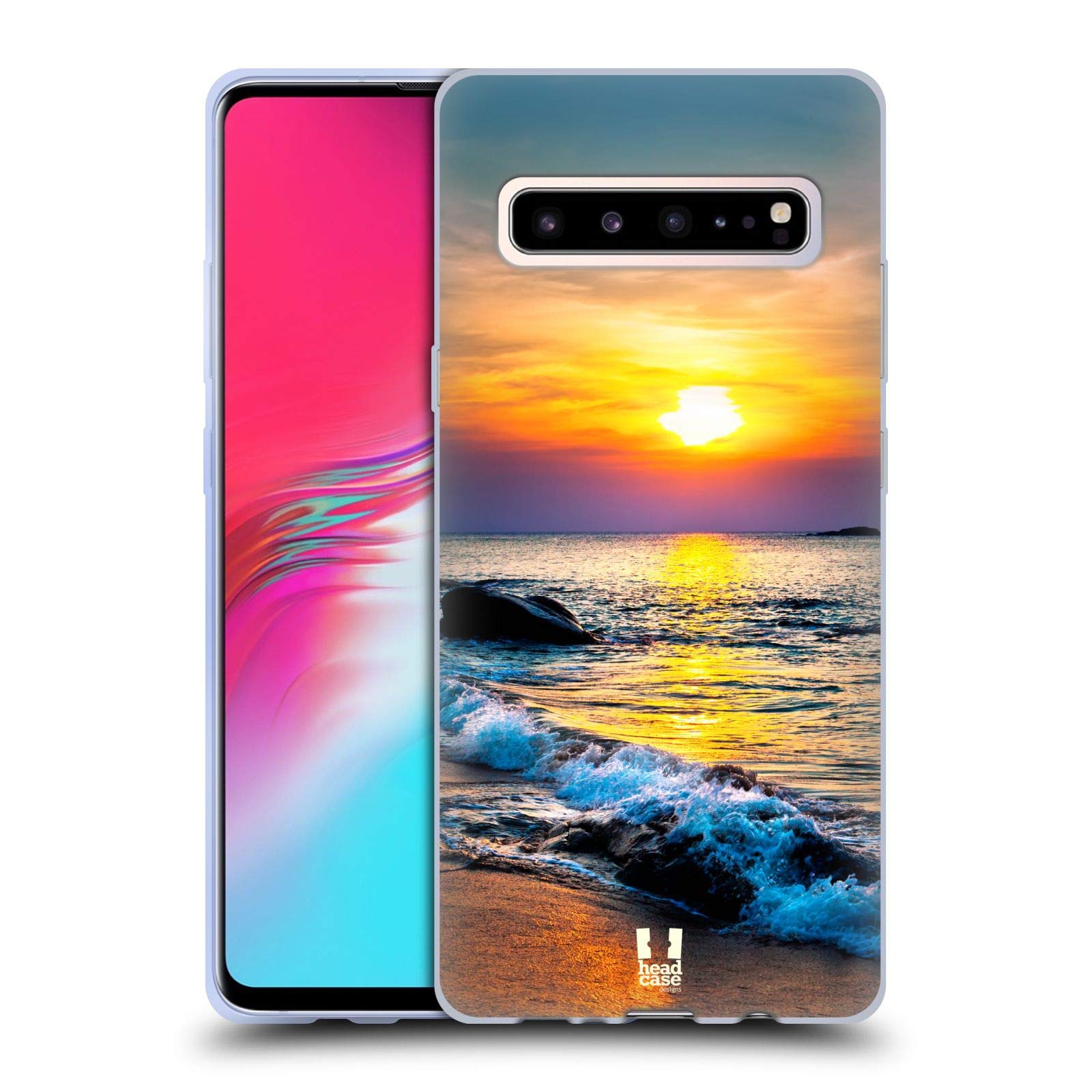 Head Case Designs Colourful Sunset Over The Sea Soft Gel Case for Samsung Galaxy S10 5G - Durable Protective Cover for Beach Vacations & Outdoor Adventures