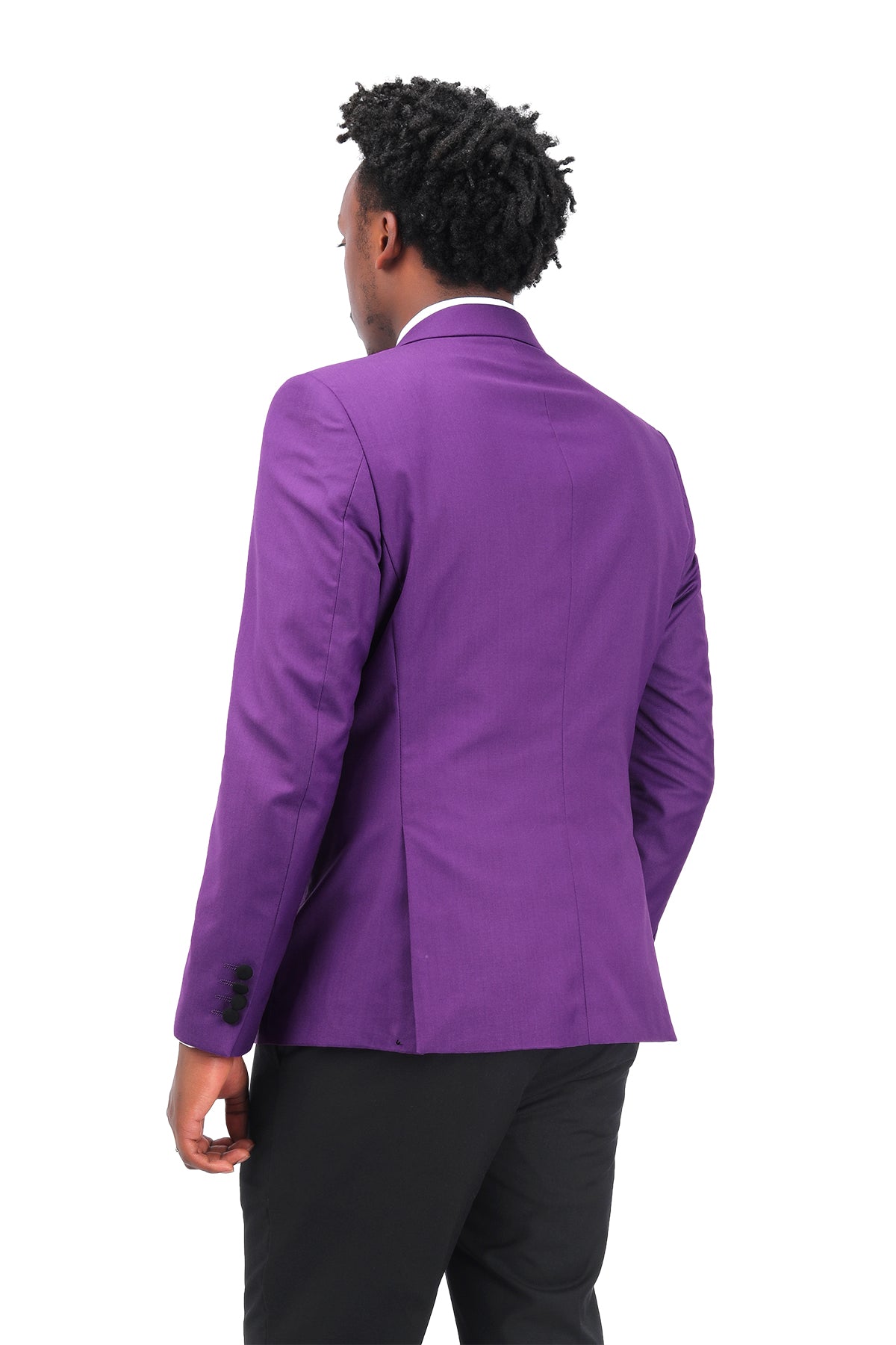 3 Piece Men's Slim Fit One Button Tuxedo Suit with Peaked Lapel in Purple | Formal Wedding, Prom & Business Attire for Groom & Evening Events