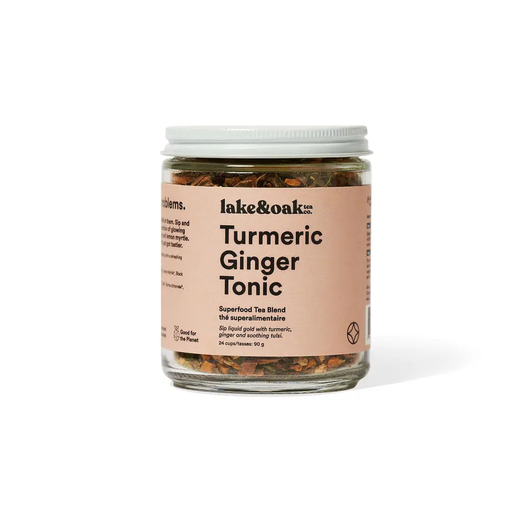 LAKE & OAK Turmeric Ginger Tonic Superfood Tea Blend - Organic Herbal Wellness Drink for Digestion & Immunity - Perfect for Morning Boost or Evening Relaxation