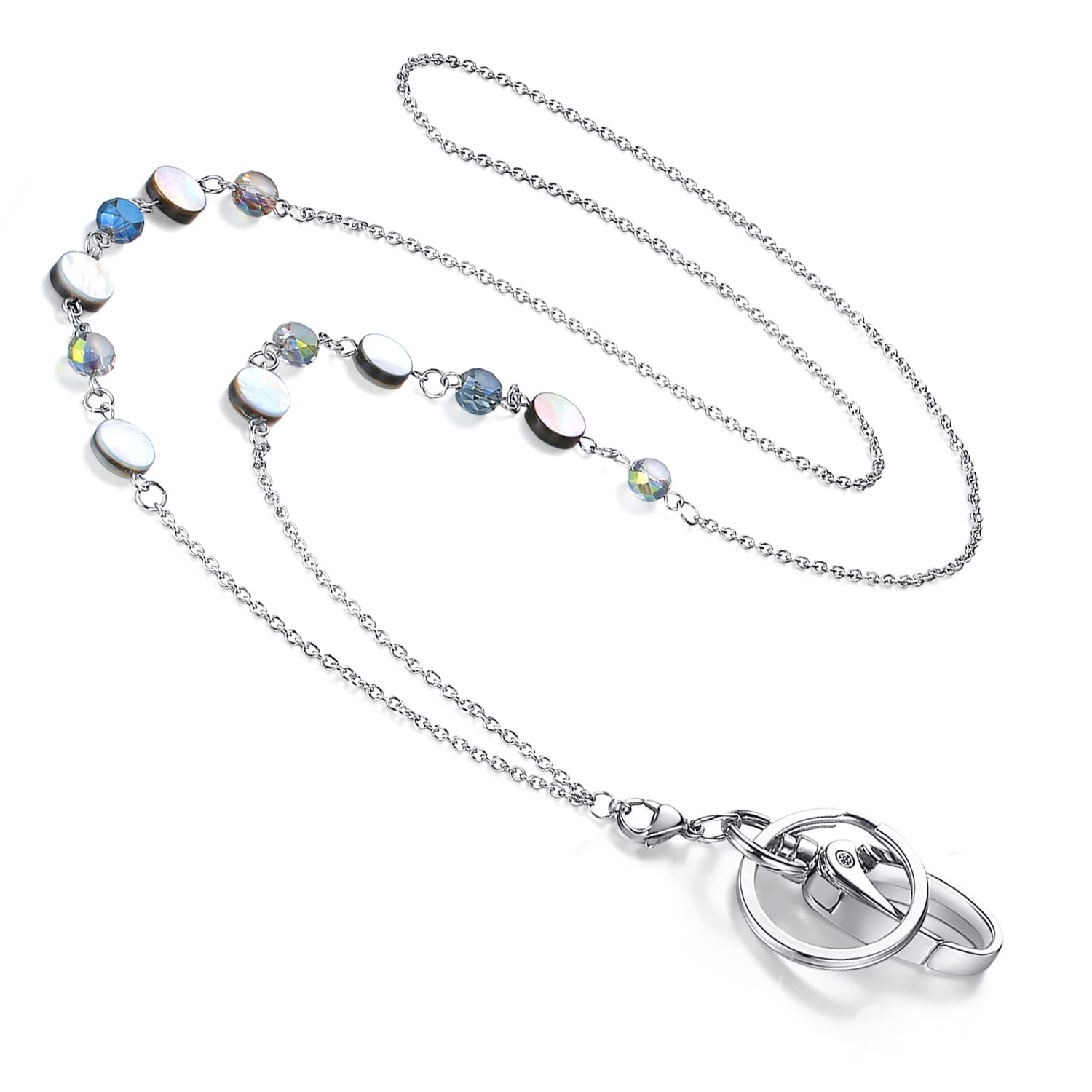 Beaded Lanyard for ID Badges & Keys - Stainless Steel Teacher & Nurse Necklace - Office & Work Jewelry Gift