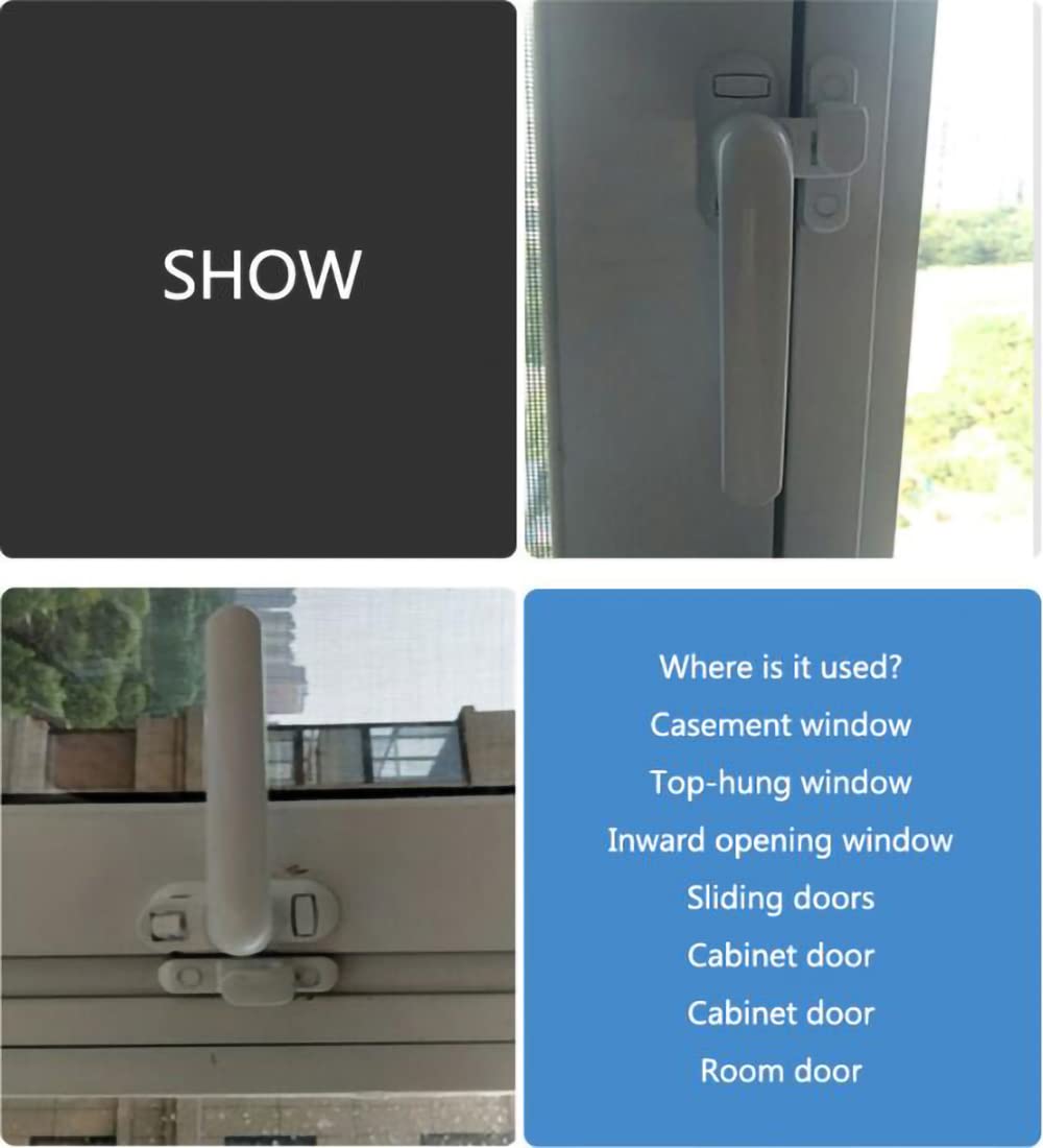 Premium Aluminum Alloy Window Handle - Sliding Door Handle for Interior/Exterior Use - Casement Window Wheel with Lock (White) | Perfect for Home, Office & Commercial Spaces