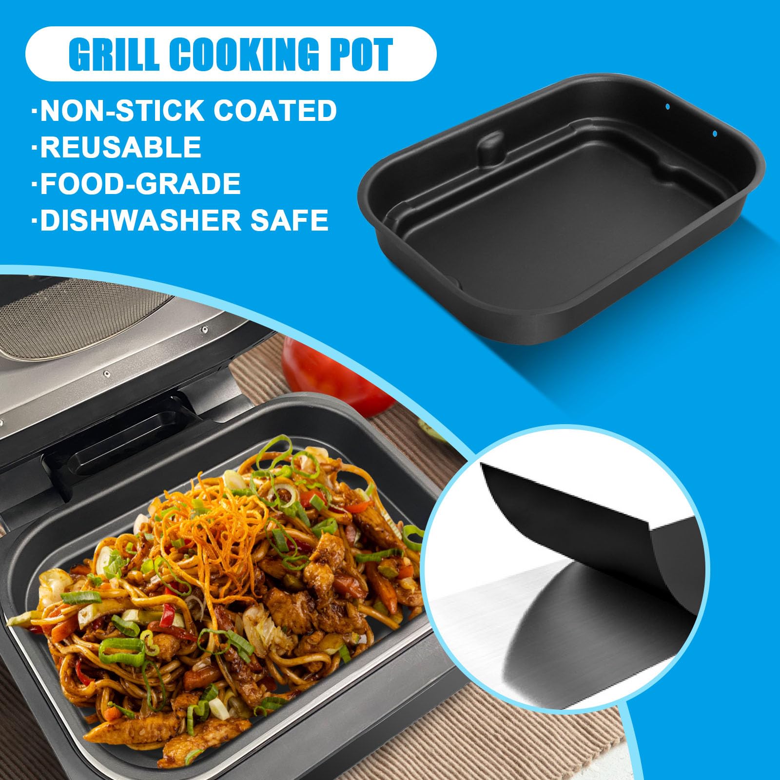 Ninja Foodi FG551/DG551 Smart XL Indoor Grill Accessories - Non-Stick Air Fryer Basket & Griddle Pan Replacement for Ninja DG651, Dishwasher Safe | Perfect for Grilling, Air Frying & Crisping Meats, Vegetables & More
