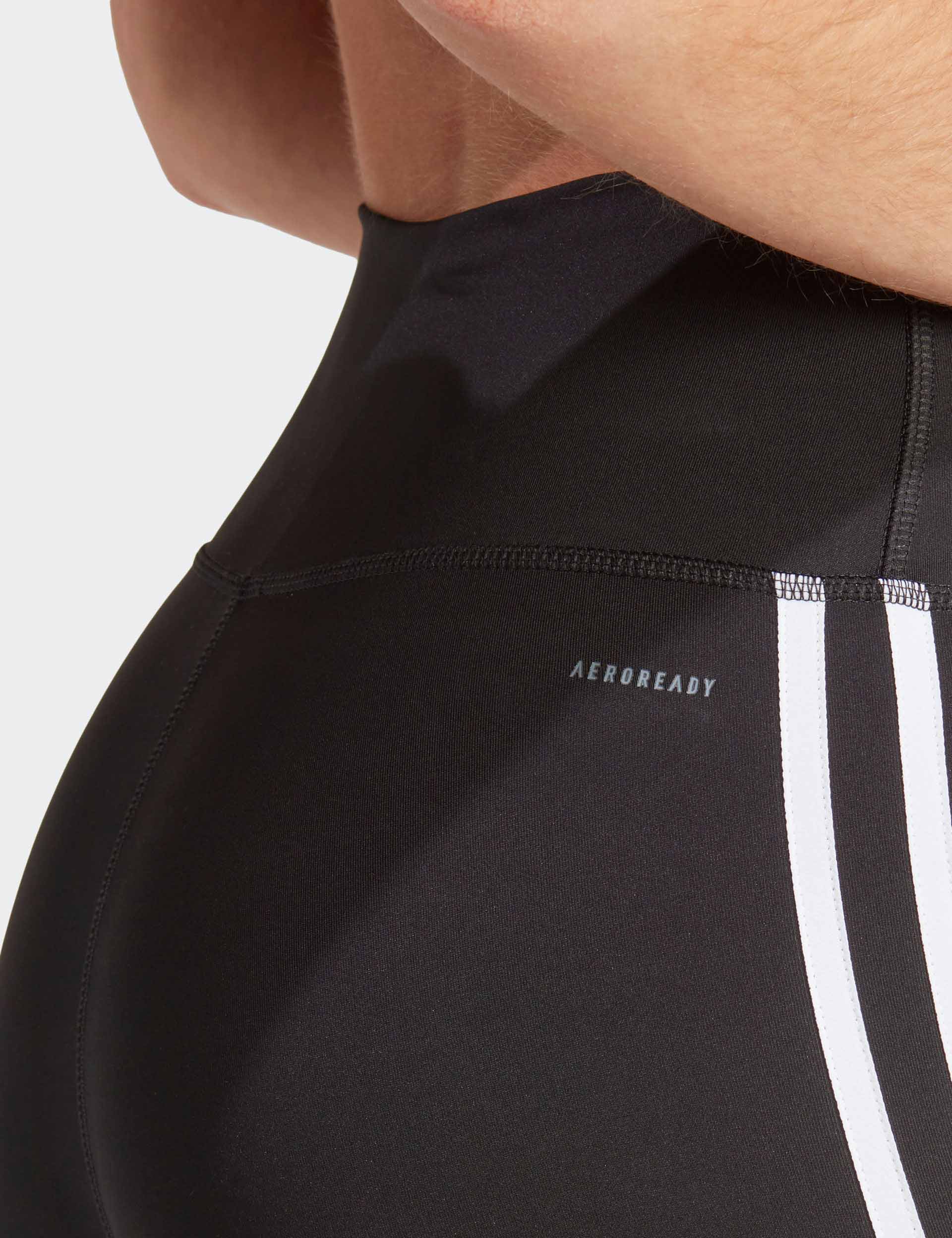 Train Essentials 3 Stripes High Waisted 7/8 Leggings for Women - Black Workout Yoga Running Gym Fitness Pants