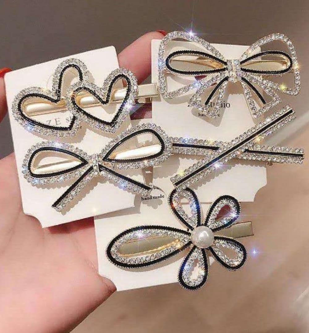 Korean Fashion Pearl Rhinestone Hair Clips - Elegant Metal Hairpins for Women | Stylish Hair Accessories for Parties, Weddings & Daily Wear