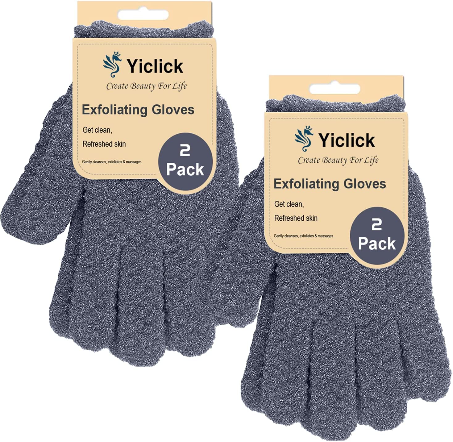 Yiclick Exfoliating Gloves for Body Scrub - Heavy Duty Bath & Shower Exfoliator, Dead Skin Remover Mitt for Men & Women - Perfect for Spa Day, Dry Brushing & Smooth Skin Care Routine
