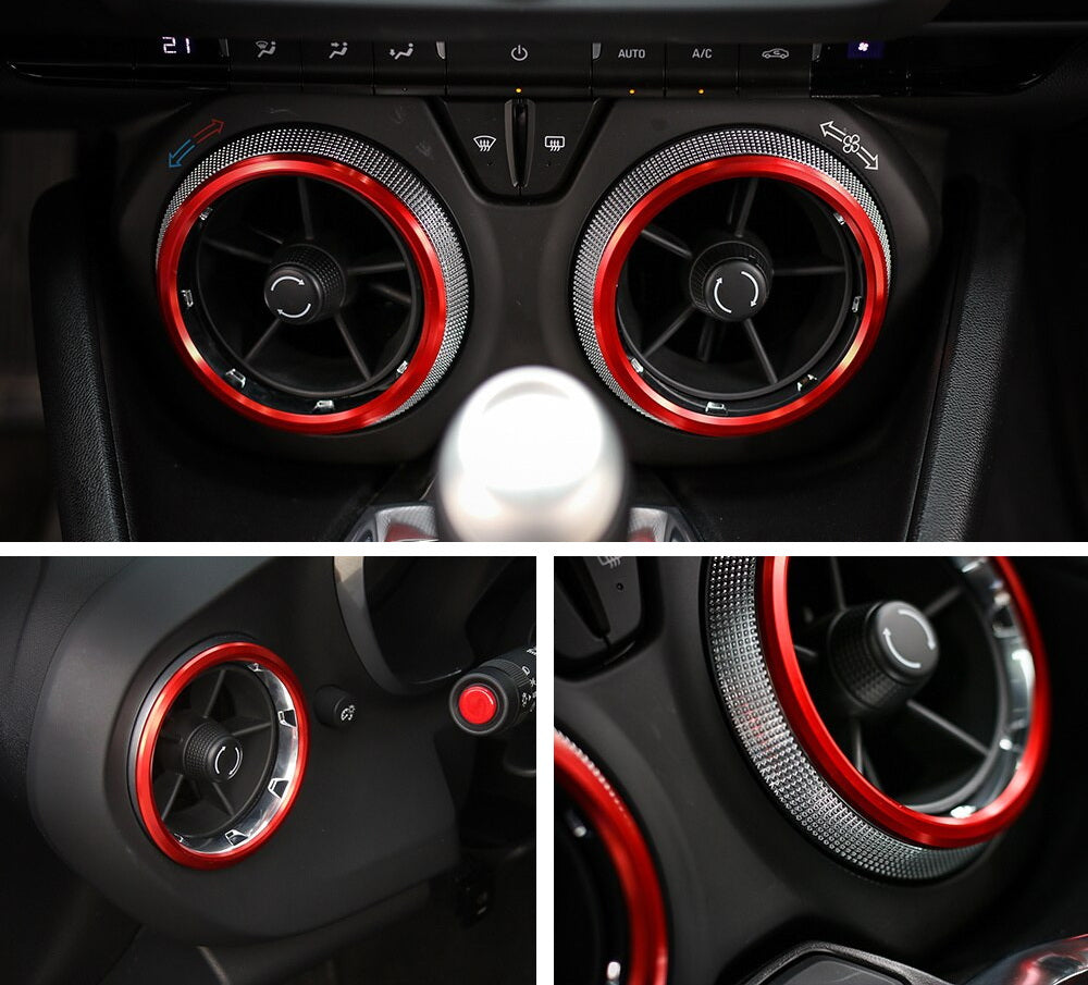 4-Piece Red AC Vent Outer Ring Trim Set for 2016+ Chevy Camaro - Stylish Interior Upgrade for Car Enthusiasts & Customization Lovers