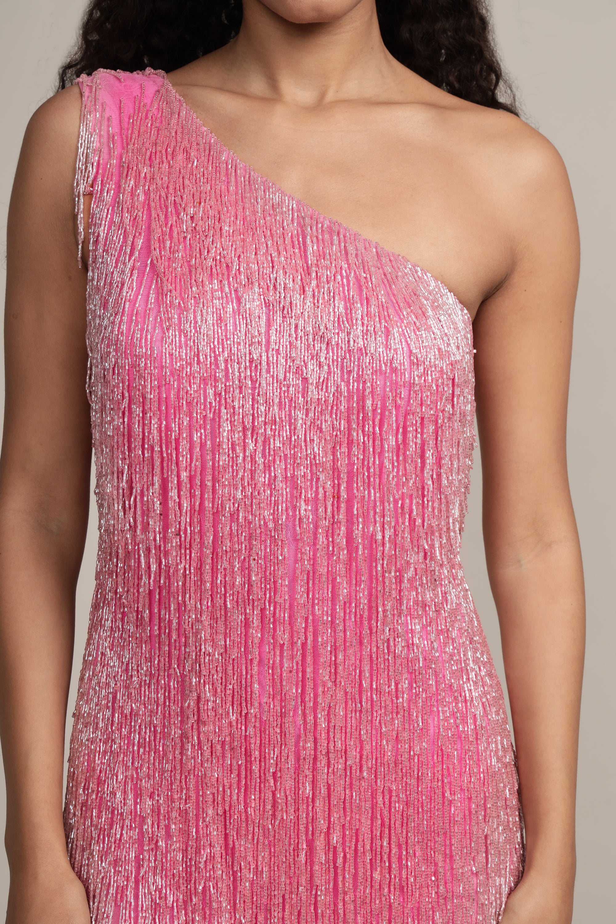 Athena Embellished Pink Fringe Mini Dress - Sexy Party Dress for Women, Cocktail Night Out, Date Night & Special Occasions