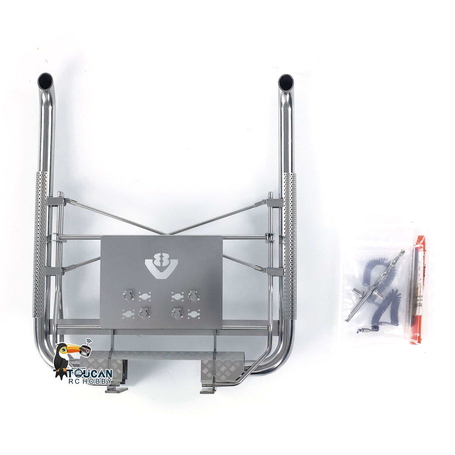 Metal V-Shaped Exhaust Pipe for 1/14 Scale RC Tractor Truck Chassis - Compatible with R73 R62 R47 Models - DIY Upgrade Parts for Realistic Crawler & Off-Road RC Car Scenes