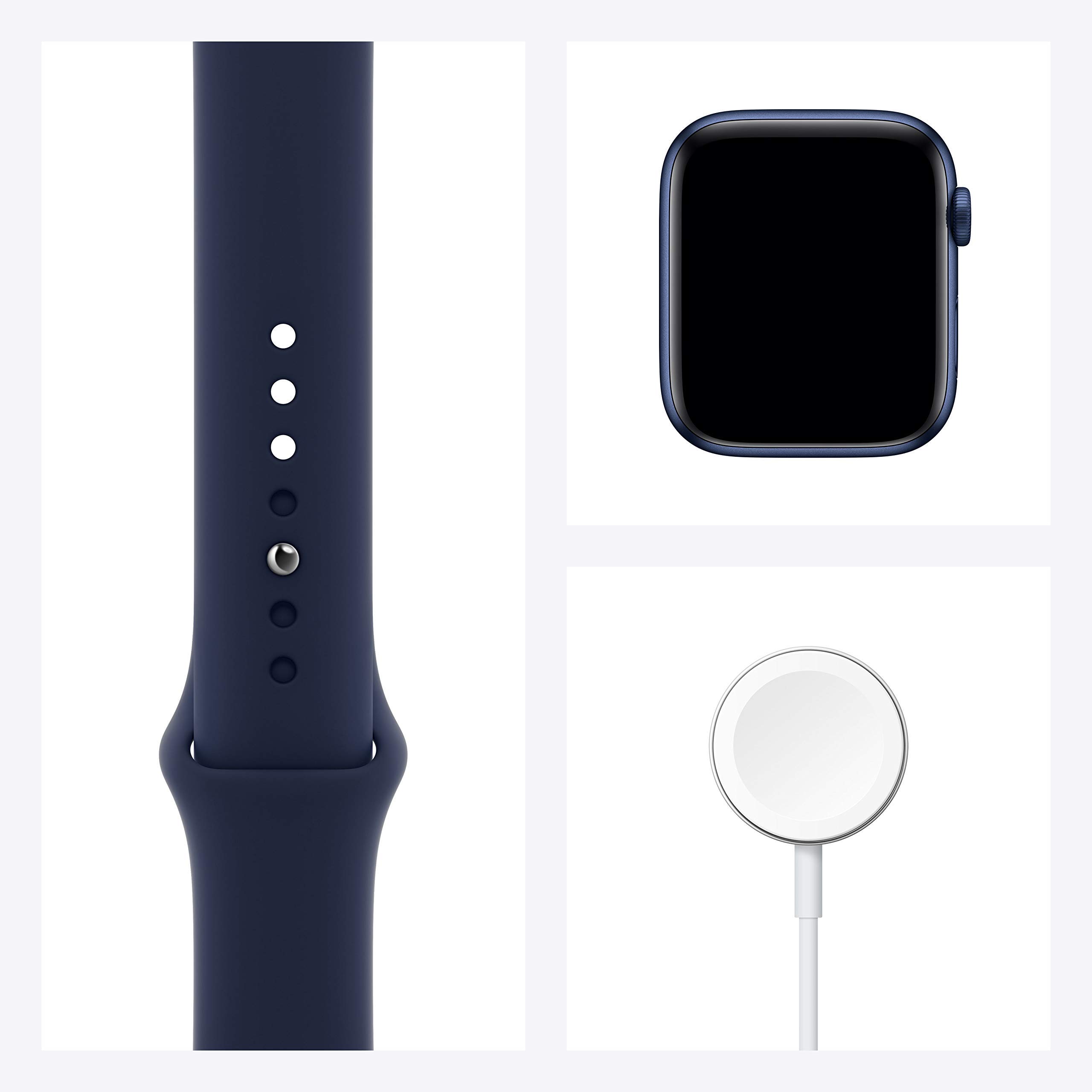 Apple Watch Series 6 (GPS, 44mm) - Blue Aluminum Case with Navy Sport Band (Renewed) | Smart Fitness Tracker for Running, Swimming & Daily Activity Tracking