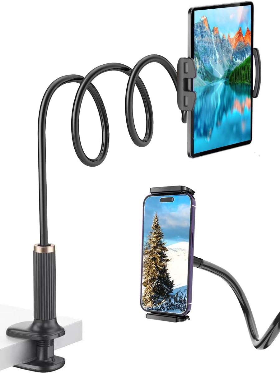 Adjustable Goose Neck Tablet & Phone Stand Holder - Compatible with iPad, iPhone, Nintendo Switch, Kindle & More (39 Inch, Black) - Perfect for Bed, Desk, Kitchen & Office Use