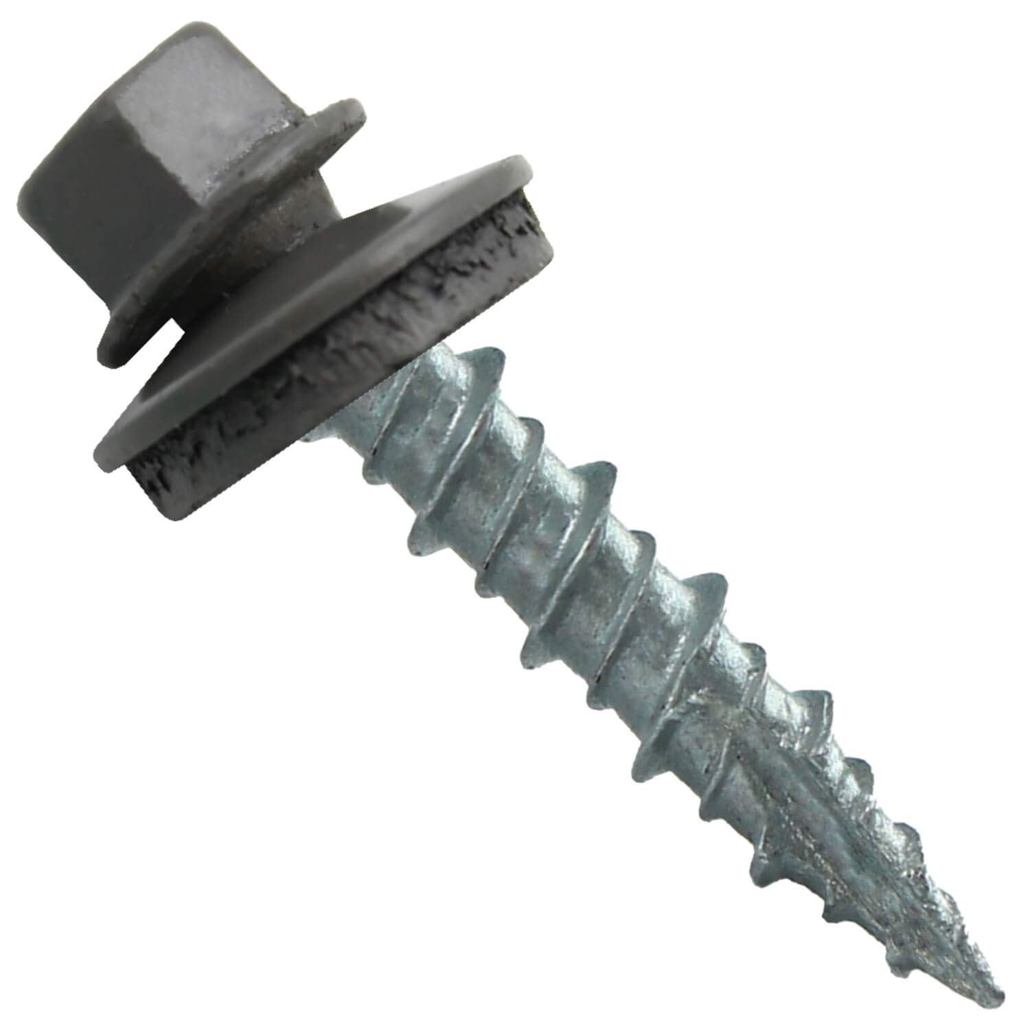 1000-Pack Charcoal Hex Head Metal Roofing Screws - 10 x 1 Self-Starting Sheet Metal to Wood Siding Screws with EPDM Washer - Weatherproof Roof & Siding Installation for Homes, Barns & Sheds