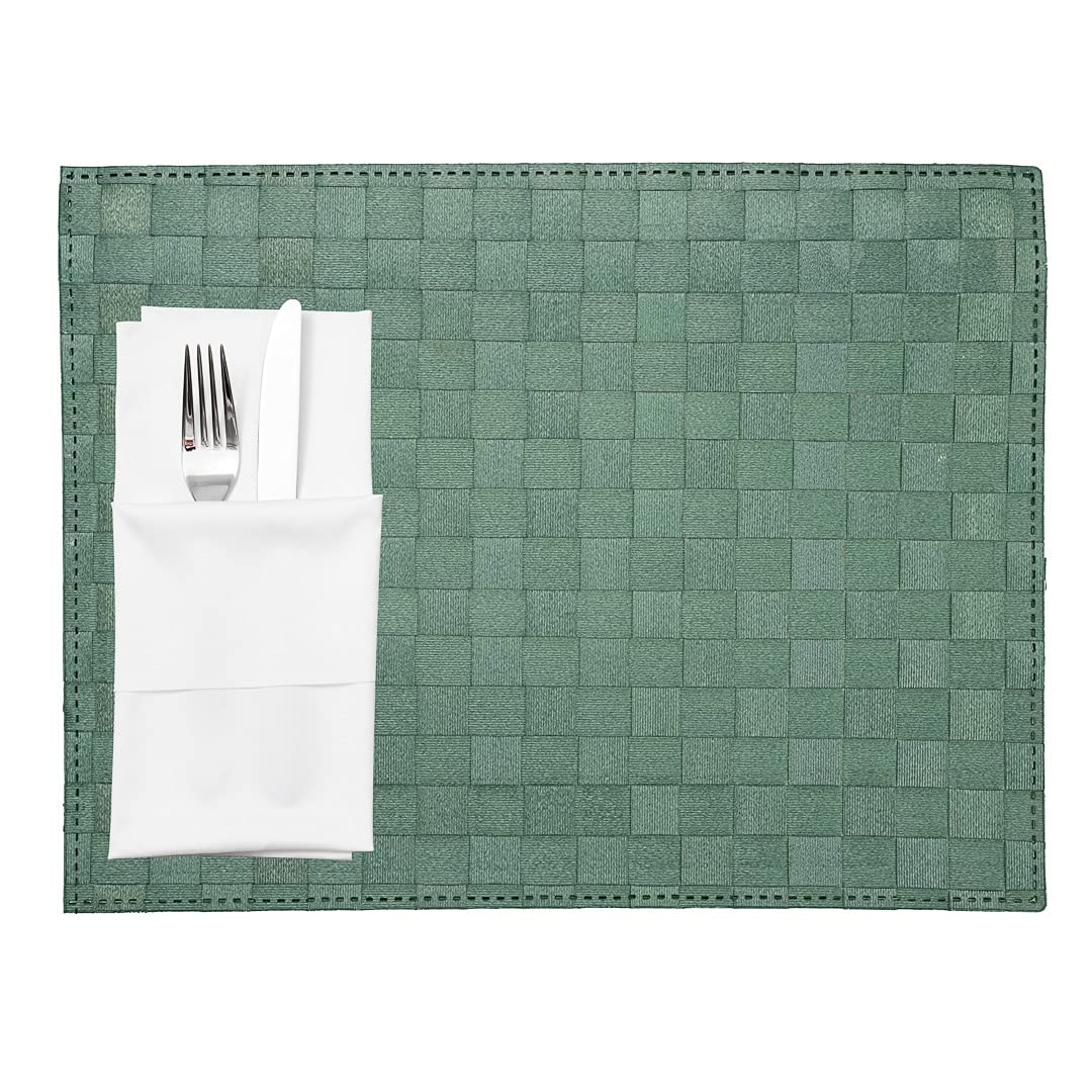 Restaurantware Macroweave 16 x 12 Inch Woven Placemats Set of 6 - Durable & Easy Clean Rectangle Table Mats for Dining Room, Kitchen, or Restaurant Use - Eco-Friendly Plastic Placemats for Everyday Meals & Entertaining