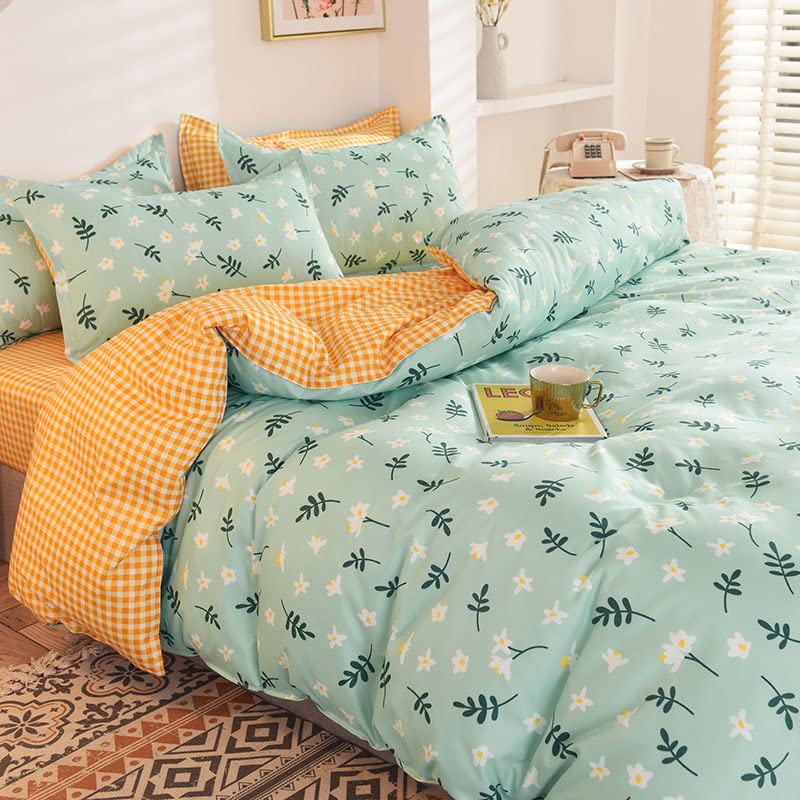 YHWW Summer Quilt Set - Breathable Washed Cotton Bedding Set for Boys & Girls (Single/Double/Queen/King Size, 4pc Khaki) - Perfect for Kids' Rooms, Guest Bedrooms & Summer Nights