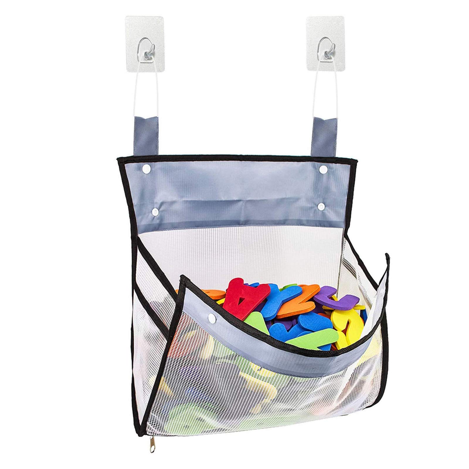 Large Mesh Bath Toy Organizer with Zipper - Hanging Shower Storage Bag for Kids Toys, Bathroom Accessories & Shower Tools - Perfect for Bath Time Organization & Child's Playroom Storage