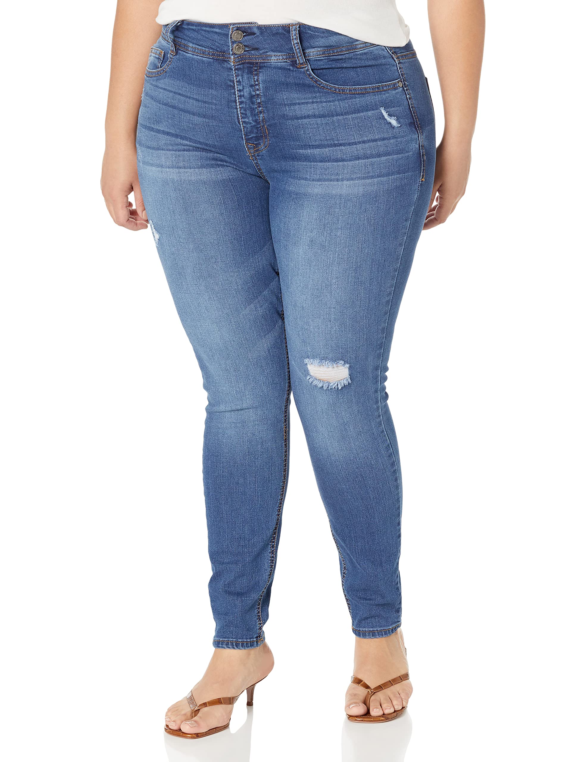 Angels Forever Young Women's Curvy Skinny Jeans - High Waist Stretch Denim Pants for Plus Size | Perfect for Casual Wear, Date Night & Office Outfits