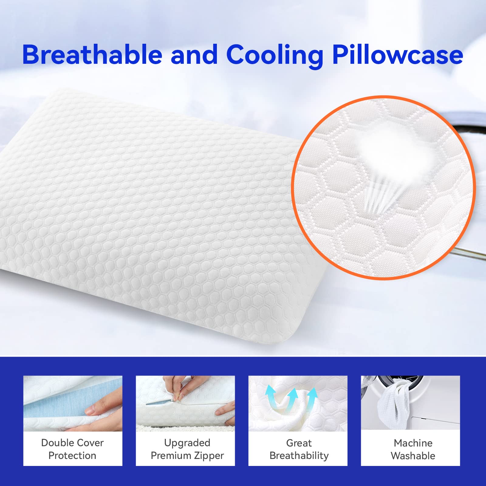 **inight King Size Memory Foam Pillows Set of 2 - Cooling Gel Infused, Orthopedic Support for Side & Back Sleepers, CertiPUR-US & OEKO-TEX Certified - Perfect for Bedroom, Guest Room & Travel**