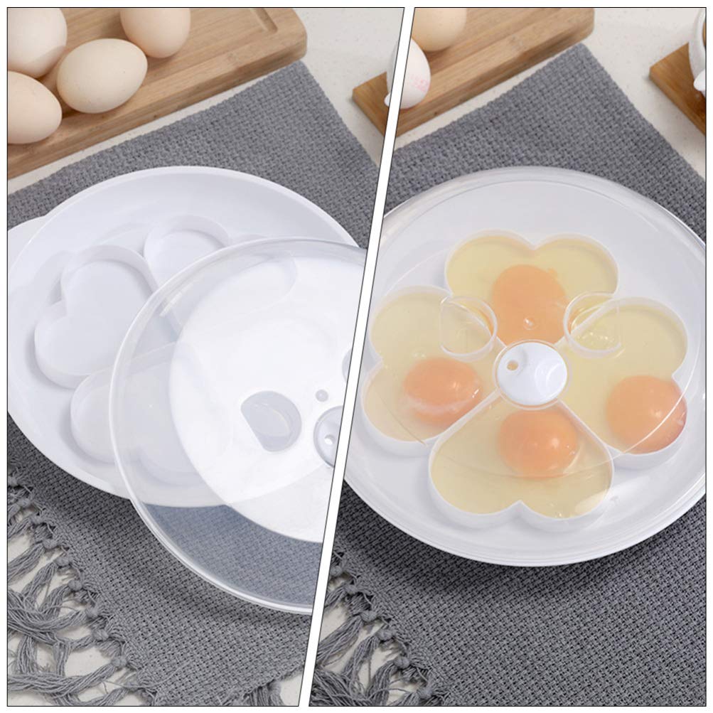 SOLUSTRE 4-Cavity Microwave Egg Poacher - Heart-Shaped Egg Cooker & Steamer for Perfect Poached Eggs - Quick & Easy Breakfast Maker for Kitchen & Home - Ideal for Healthy Meals, Meal Prep & Family Cooking