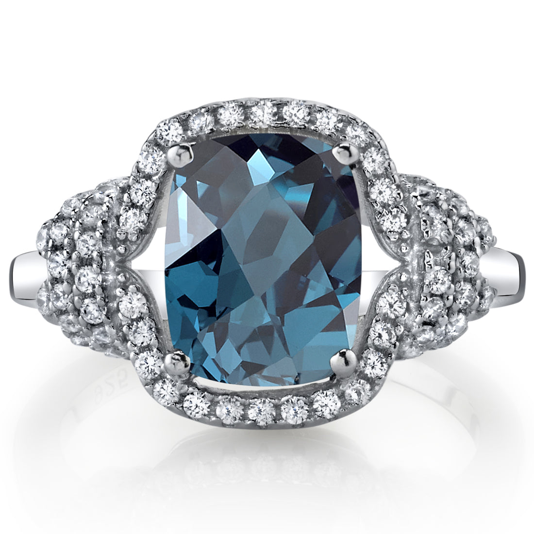 London Blue Topaz Cushion Cut Sterling Silver Ring - Size 5 | Elegant Birthstone Jewelry for Women | Perfect for Engagement, Anniversary & Special Occasion Gifts