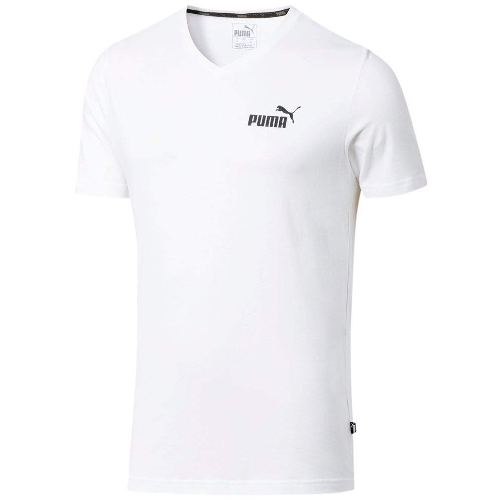 PUMA Essentials Men's V-Neck T-Shirt - Soft Cotton Comfort Fit White XXL - Casual Wear, Gym & Everyday Outfits