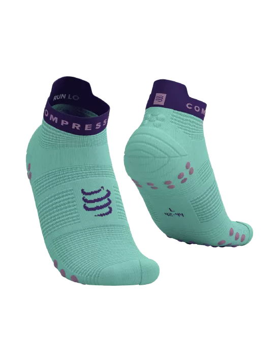 Compressport Pro Racing Socks v4.0 - Unisex Running Socks for Men & Women - Breathable Low-Cut Performance Socks in Shell Blue/Purple - Ideal for Marathon, Trail Running & Sports Training