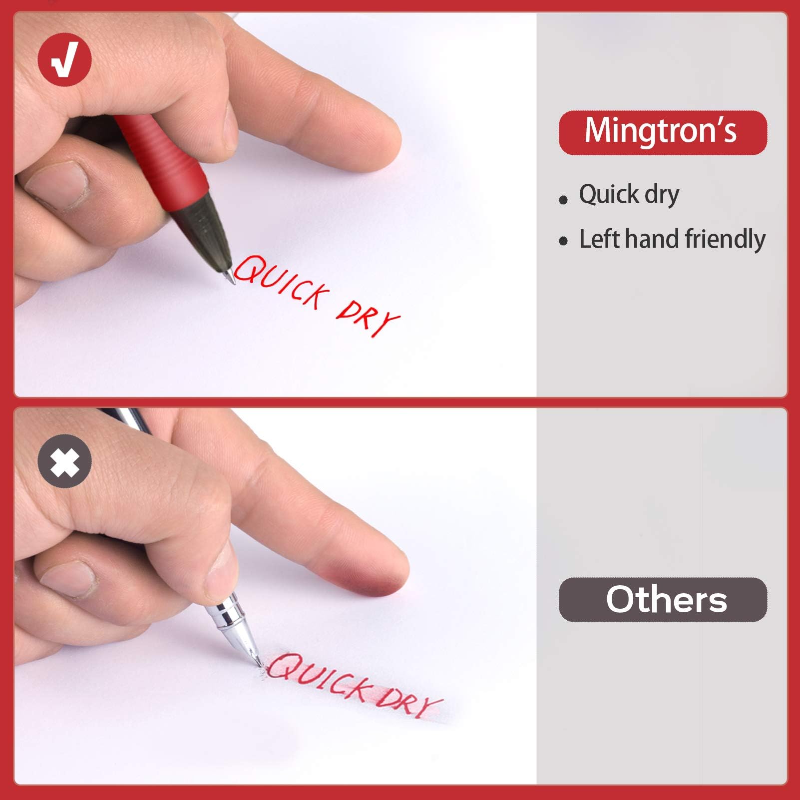 100 Pack Fine Point Red Gel Pens - 0.5MM No Smear Ink for Left Handed Users, Smooth Writing Retractable Rollerball Click Pens Bulk - Perfect for Office, School, Note Taking & Gift Giving